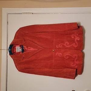 leather 100 suade jacket coat cowgirl style burnt orange beautiful😍 large